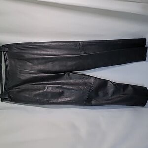 DANIER 100% Leather Genuine Straight Leg High Rise Waisted Pants Trousers 90s